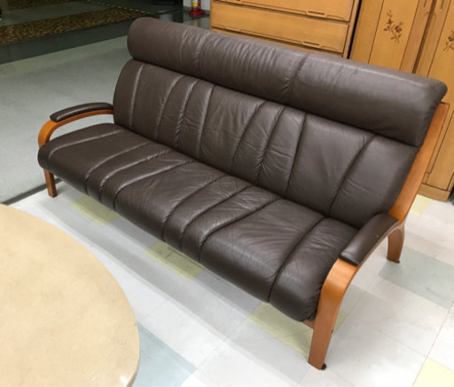 FUJI FURNITURE/フジ ファニチア 本革ソファー3点セット