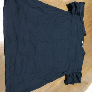 5L袖フリルシャツ黒