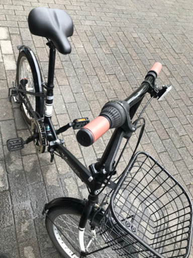 20インチ　フォルクスワーゲン6段変速　かご付き折り畳み自転車 ブラック