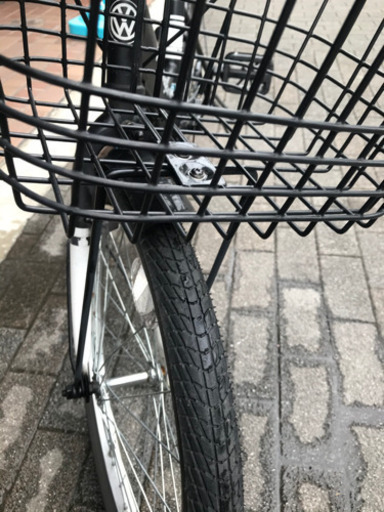 20インチ　フォルクスワーゲン6段変速　かご付き折り畳み自転車 ブラック