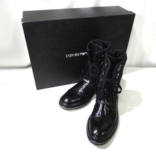 EMPORIO ARMANI/エンポリオアルマーニ レースアップ ブーツ ナイロン 革 表記42 約27cm ブラック 黒 札幌市 白石区 東札幌 EMPORIO ARMANI/エンポリオアルマーニ レースアップ ブーツ ナイロン