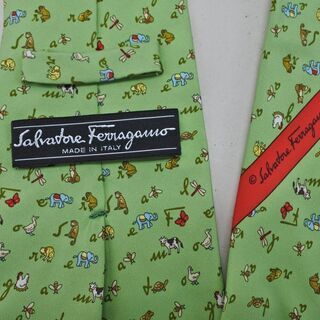 フェラガモ★ネクタイ 2本セット 緑・赤系★中古[9492の画像