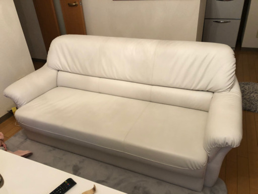 ソファー　白　３人かけ　合皮