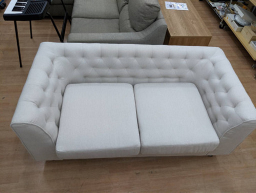 2人掛けソファ　アイボリー　ろくろ脚　※在庫一点限り※（展示品★美品）
