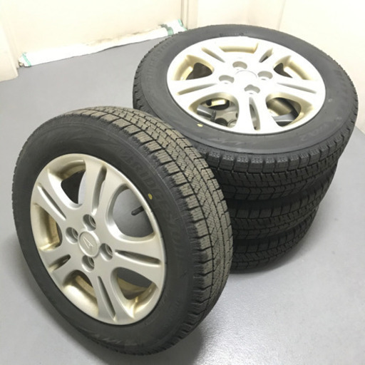 125-1ブリヂストン VRX2 155/65R14 2018年製造バリ山 ダイハツ純正アルミホイール付4本セット 14×4.5J +45 BLIZZAK スタッドレスタイヤ