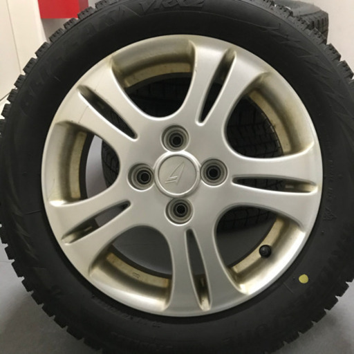 125-1ブリヂストン VRX2 155/65R14 2018年製造バリ山 ダイハツ純正アルミホイール付4本セット 14×4.5J +45 BLIZZAK スタッドレスタイヤ