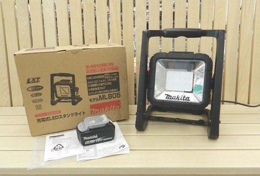 マキタ LEDスタンドライト ML805 充電式 防じん・防滴 照射角度360° 14.4V/18V バッテリ（L1860B）付き makita ☆ PayPay(ペイペイ)決済可能 ☆ 札幌市 北区 屯田