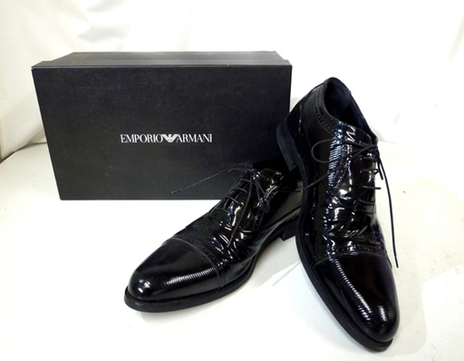 本物 EMPORIO ARMANI/エンポリオアルマーニ エナメル ドレスシューズ 41（26cm相当） ブラック 札幌市 白石区 東札幌