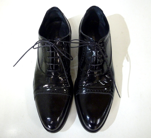 本物 EMPORIO ARMANI/エンポリオアルマーニ エナメル ドレスシューズ 41（26cm相当） ブラック 札幌市 白石区 東