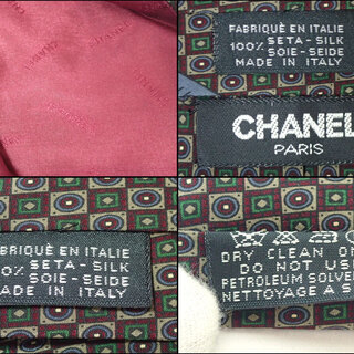 A989 CHANEL シャネル ネクタイ スーツ 冠婚葬祭 紳士雑貨 丸柄菱形柄 の画像