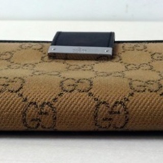 ●▲グッチ GUCCI▲Wホック長財布 74210▲財布▲ベージュ×ダークブラウン▲質屋リサイクルマート宇部店▲の画像