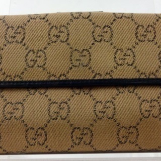 ●▲グッチ GUCCI▲Wホック長財布 74210▲財布▲ベージュ×ダークブラウン▲質屋リサイクルマート宇部店▲の画像