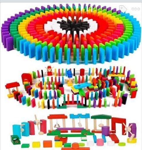 積み木 ドミノ倒し 知育玩具 360個 ギミック 仕掛け24種セット 木製