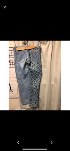 ヒョウ柄　リメイク　デニムパンツ