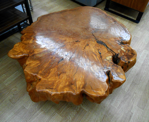 耳付き一枚板 厚さ15cm 68kg 座卓 ローテーブル 座敷テーブル 切り株 輪切り 耳付き板 和風  一枚板 テーブル ☆ PayPay(ペイペイ)決済可能 ☆ 札幌市 清田区 平岡