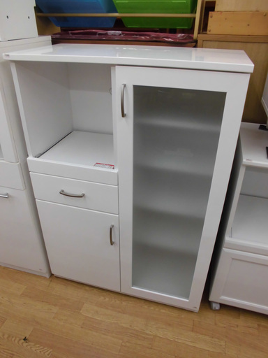 ミドルレンジボード 白エナメル キッチンボード 幅80cm 食器棚　西岡店