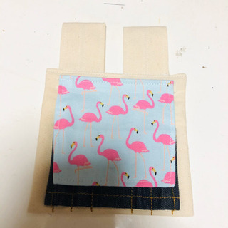 ゴルフ用　　ティーホルダー　　フラミンゴ×帆布×デニム