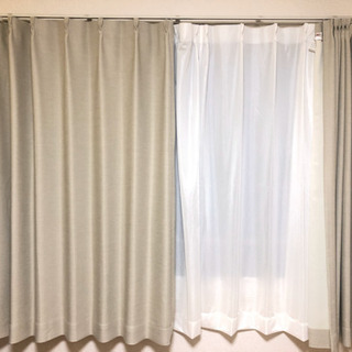 【美品】カーテン&レースセット　使用期間3ヶ月　淡いグリーン