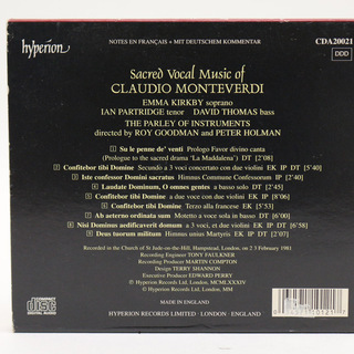 Sacred Vocal Music of Claudio Monteverdi クラウディオ・モンテヴェルディの聖歌 Roy Goodman、Peter Holman/The Parley of Instrumentの画像