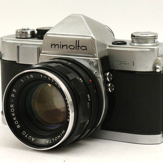 MINOLTA SR-1 + AUTO ROKKOR PF 55mm F1.8/エクステンションチューブ・マグニファイヤー・フィルター 他付属 ジャンク扱い