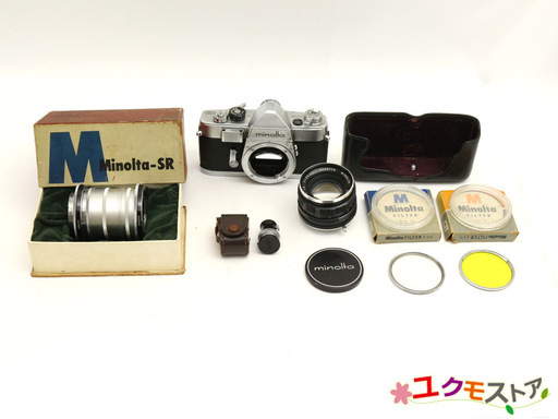 MINOLTA SR-1 + AUTO ROKKOR PF 55mm F1.8/エクステンションチューブ・マグニファイヤー・フィルター 他付属 ジャンク扱い