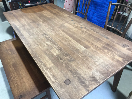 天然木 ダイニングテーブルセット ベンチ&トーネット社製チェア2脚