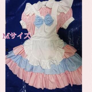 フリフリのメイド服(水色×ピンク)Mサイズ