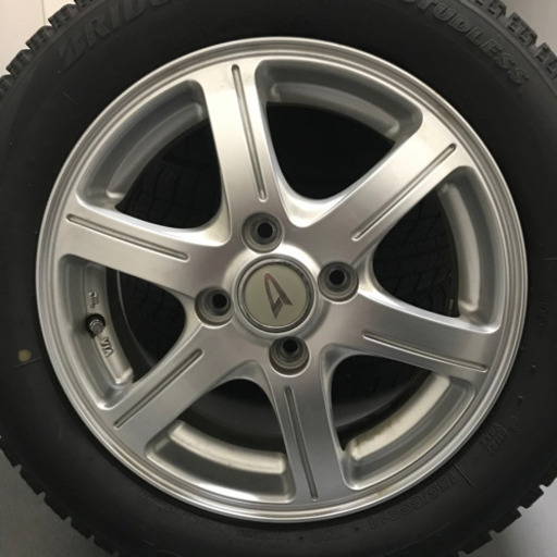 127-1ブリヂストンVRX 155/65R14 14×4.5J +45 ダイハツ純正アルミホイール付4本セット 2018年製造 BRIDGESTONE BLIZZAKスタッドレスタイヤ