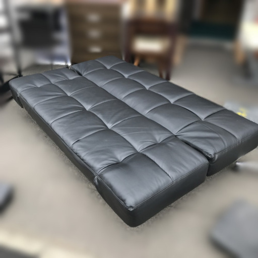 【自社配送は札幌市内限定】ソファベッド チェア ブラック系 合皮 ノーブランド