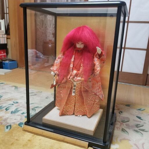 赤連獅子 ガラスケース付