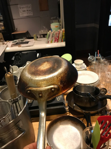 大鍋、パスタてぼ×3、アルミフライパン×2