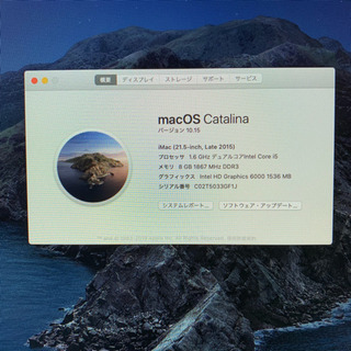 最新OS Catalinaインストール!! Apple iMac2015 21.5-inch アップル【管理番号T5033GF】の画像