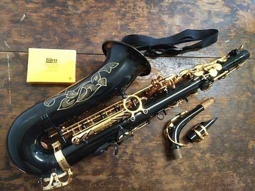 楽器　アルトサックス ♪　 USED・ノーブランド品につき格安で♪　黒いボディーがギラギラしてます☆  興味のある方お気軽にどうぞ♪   サックス サックスホン サックスフォン ジャズ jazz 吹奏楽 演奏 音楽　