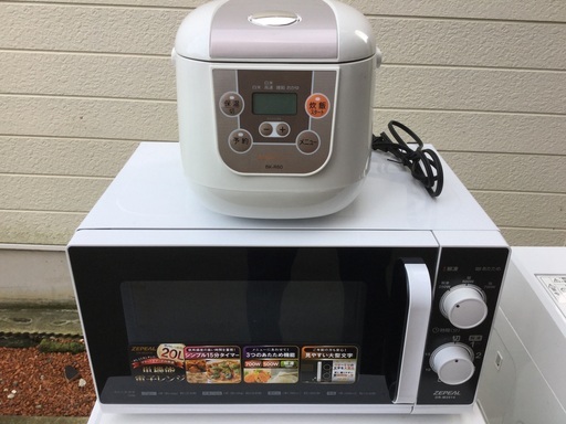 冷蔵庫、洗濯機、電子レンジ、炊飯器、扇風機、セット