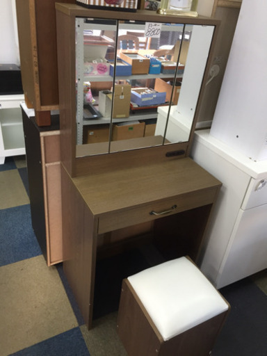 【大田区送料無料】 ドレッサー 化粧台 座面収納スツール付