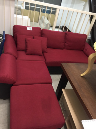 【大田区送料無料】 ソファ コーナー L字 2P ワインレッド ２