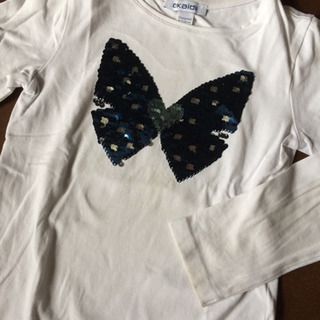 OKAIDIオカイディ トップス 青蝶 スパンコール 110