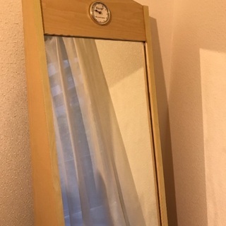 全身鏡 全身ミラー 棚付き 時計付きの画像