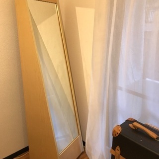 全身鏡 全身ミラー 棚付き 時計付き