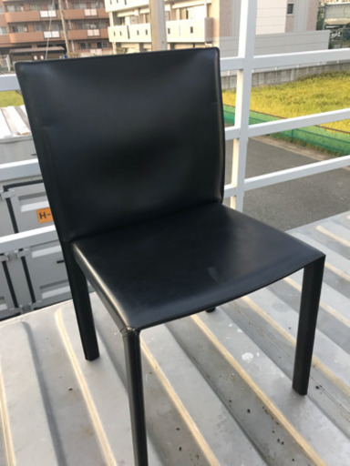 Enrico Pellizzoni エンリコペリッツォーニ IDC大塚家具 イタリア製 レザー 総本革 黒 ブラック ダイニングチェア 椅子 イス ④