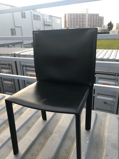 Enrico Pellizzoni エンリコペリッツォーニ IDC大塚家具 イタリア製 レザー 総本革 黒 ブラック ダイニングチェア 椅子 イス ④
