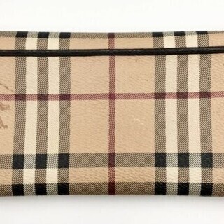 バーバリー ロンドン 長財布 ダークブラウン PVC 美品 小銭入れ付きの画像