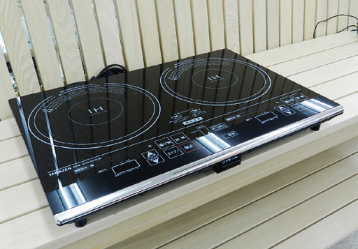 山善 IHクッキングヒーター 2017年製 1400W 2口 幅59cm IHW-S1460G(B) ＹＡＭＡＺＥＮ ☆ PayPay(ペイペイ)決済可能 ☆ 札幌市 北区 屯田