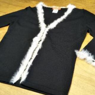 値下げ◆ウーホップ WO HOP◆カーディガン黒ファー付(ラビット)の画像