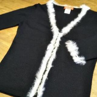 値下げ◆ウーホップ WO HOP◆カーディガン黒ファー付(ラビット)の画像