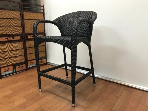 未使用品 在庫多数有 カリッジマーケット カウンターチェア ハイチェア バースツール 籐 アジアン家具 編込み イス 椅子 ブラック色
