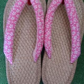 【受け渡し決定】【新品】子ども 草履 16～18㎝ ピンクの鼻緒