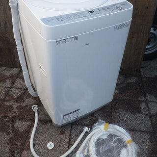 ■配達可■シャープ 洗濯7Kg 風乾燥3Kg 全自動洗濯機 ステンレス穴なし槽 ES-GE7B-W 2018年製