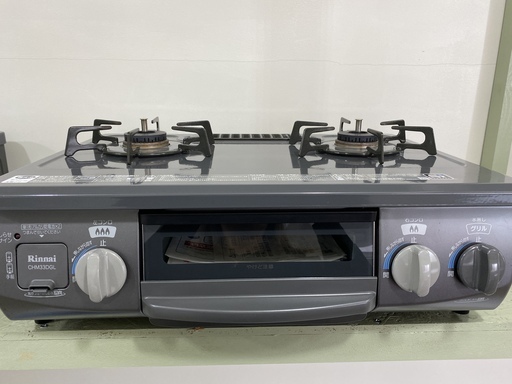 ガステーブル リンナイ Rinnai RT33NJH グレー 2017年製 LP／プロパンガス用 中古品