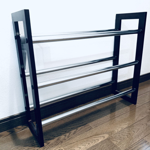 伸縮可能 シューズラック ダークブラウン